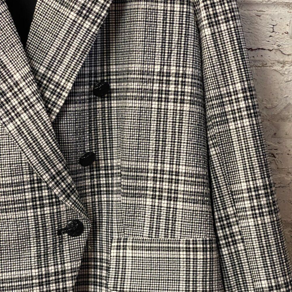 Maison d'Amelie Paris Gingham Black White Plaid Blazer Large - Picture 4 of 13